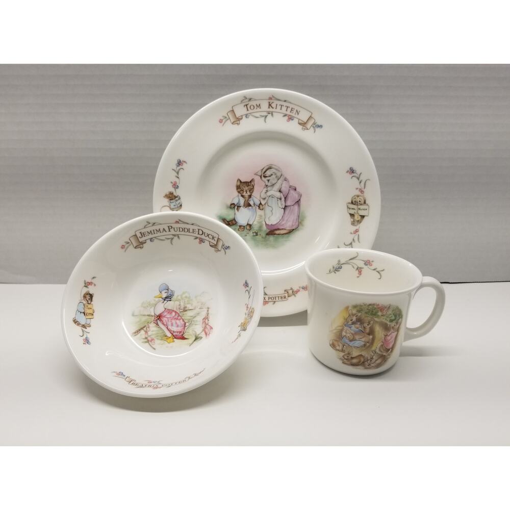 The World Of Beatrix Potter Royal Albert Bone China 1986 Plate Bowl Cup